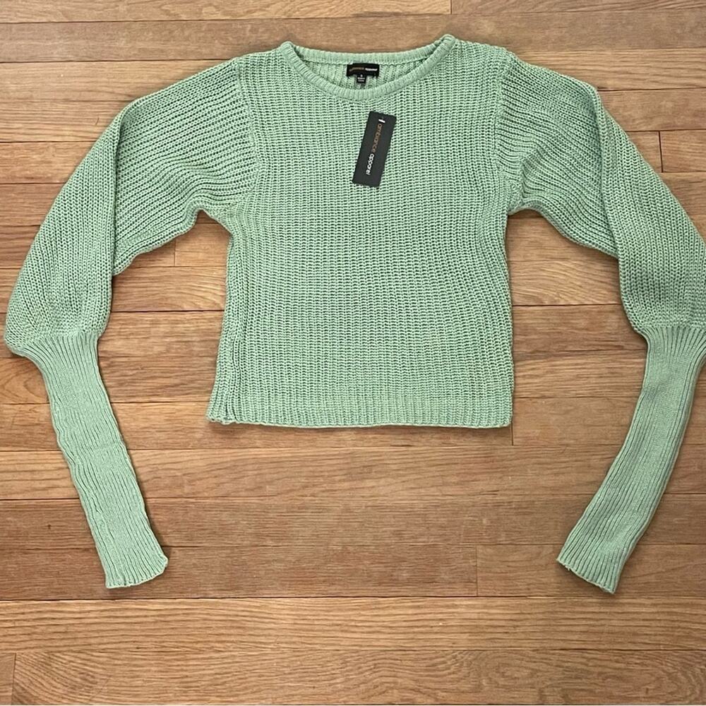 NWT Ambiance Apparel Long Sleeve Green Crop Top Sweater Shirt Size Small 
B1